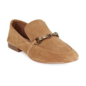 Lord & Taylor Classic Tan Suede Loafers with Metal Accent - 9